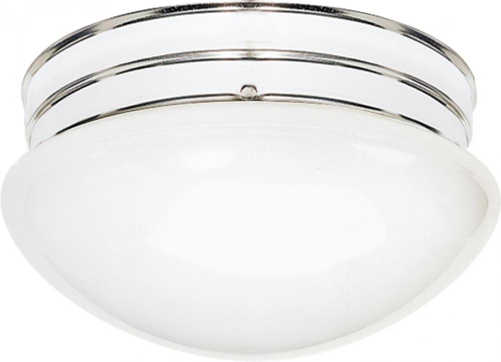 2 Light - 10&#34; Flush with White Glass - Polished Chrome