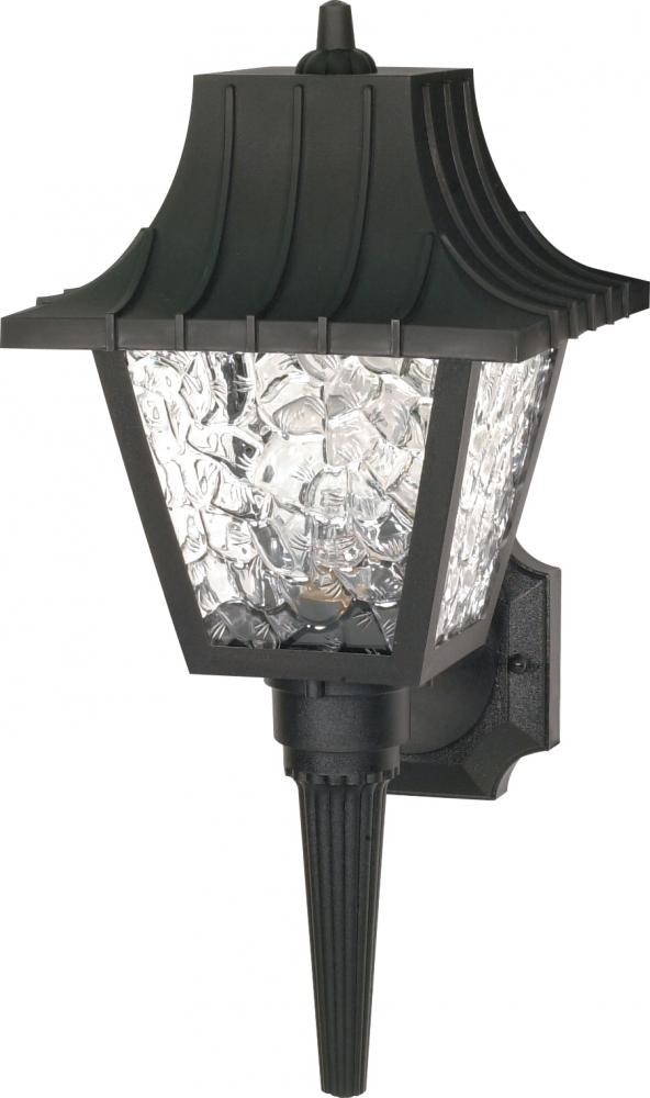 1 Light - 18&#34; Mansard Lantern withTextured Acrylic Panels - Black Finish