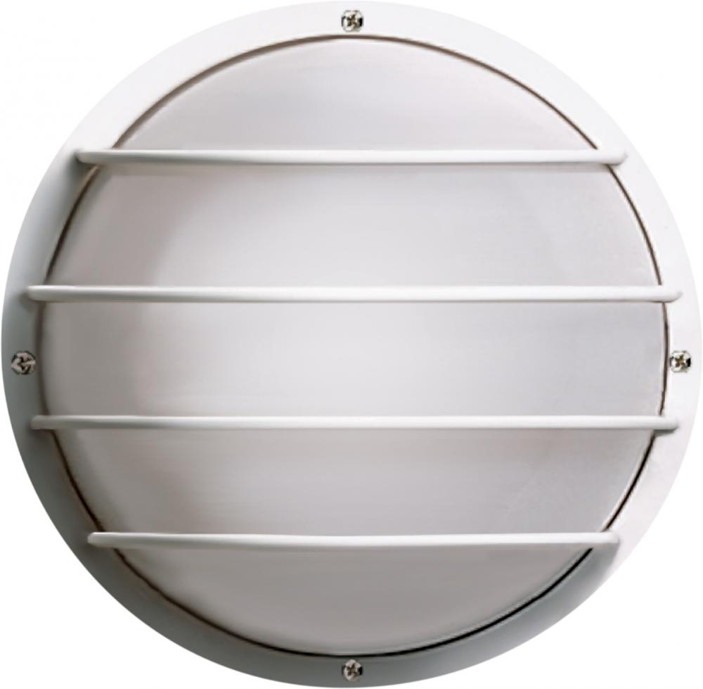 1 Light - 10&#34; Round Cage Polysynthetic Body and Lens - White Finish