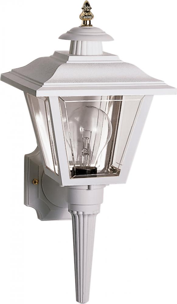 1 Light - 17&#39;&#39; Coach Lantern with Finial; Beveled Acrylic Panels; White Finish