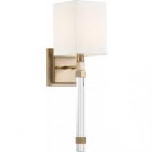 Nuvo 60/6681 - Thompson- 1 Light Wall Sconce - with White Linen Shade - Burnished Brass Finish