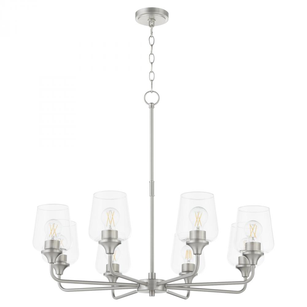 Raymond 8 Light Chandelier, Satin Nickel