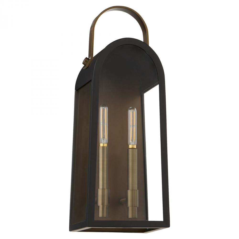 Rossi 20 inches Lantern, Matte Black, Aged Copper