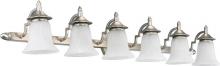 Quorum 515-6-65 - Six Light Satin Nickel White Glass Vanity