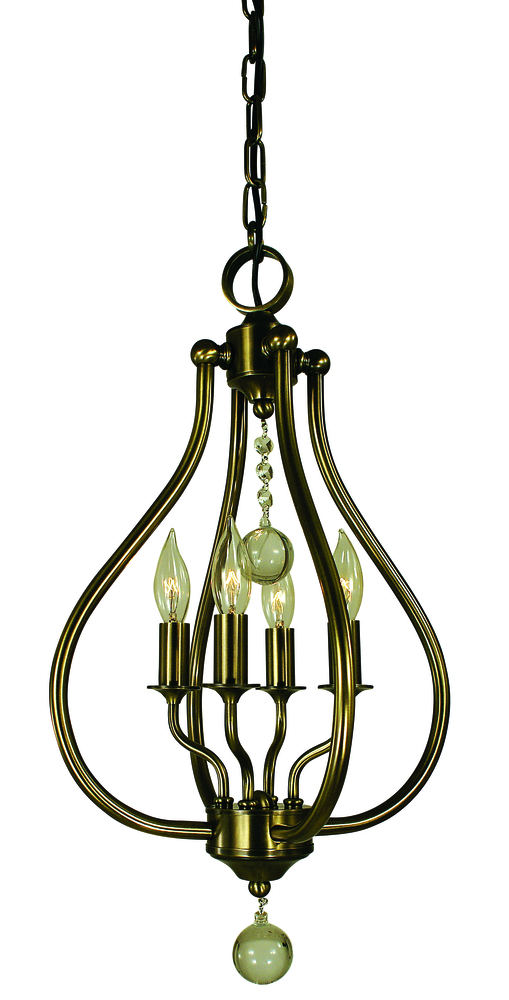 4-LIGHT ANTIQUE BRASS DEWDROP PENDANT