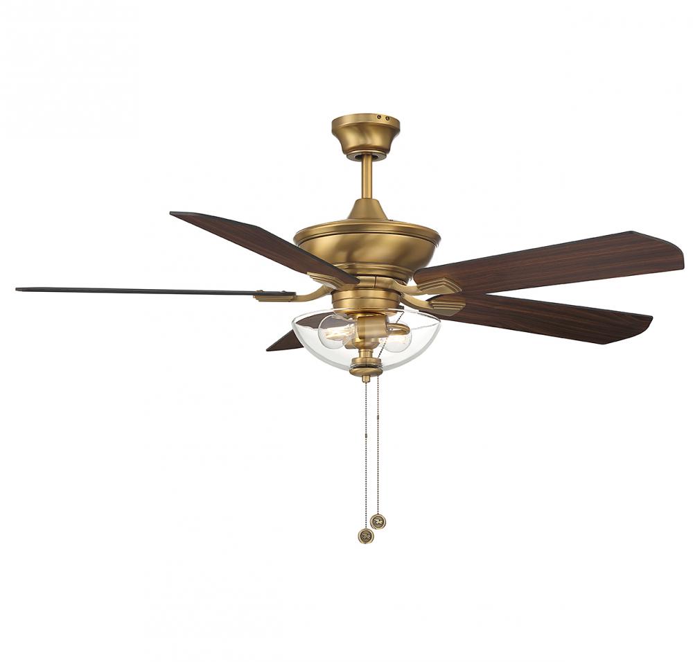 52&#34; 2-Light Outdoor Ceiling Fan in Natural Brass
