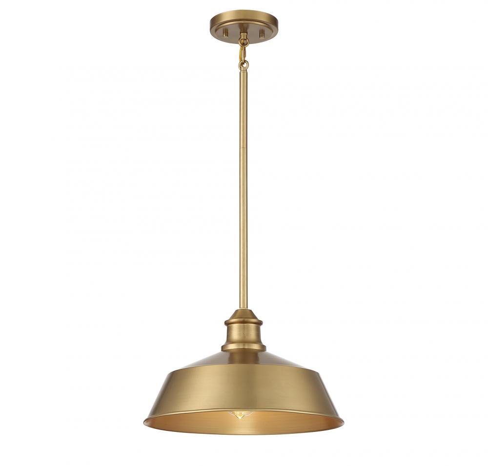 1-Light Pendant in Natural Brass