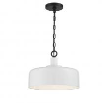 Savoy House Meridian M70103WHBK - 1-Light Pendant in White with Black