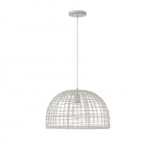 Savoy House Meridian M70105WR - 1-Light Pendant in White Rattan with A White Socket