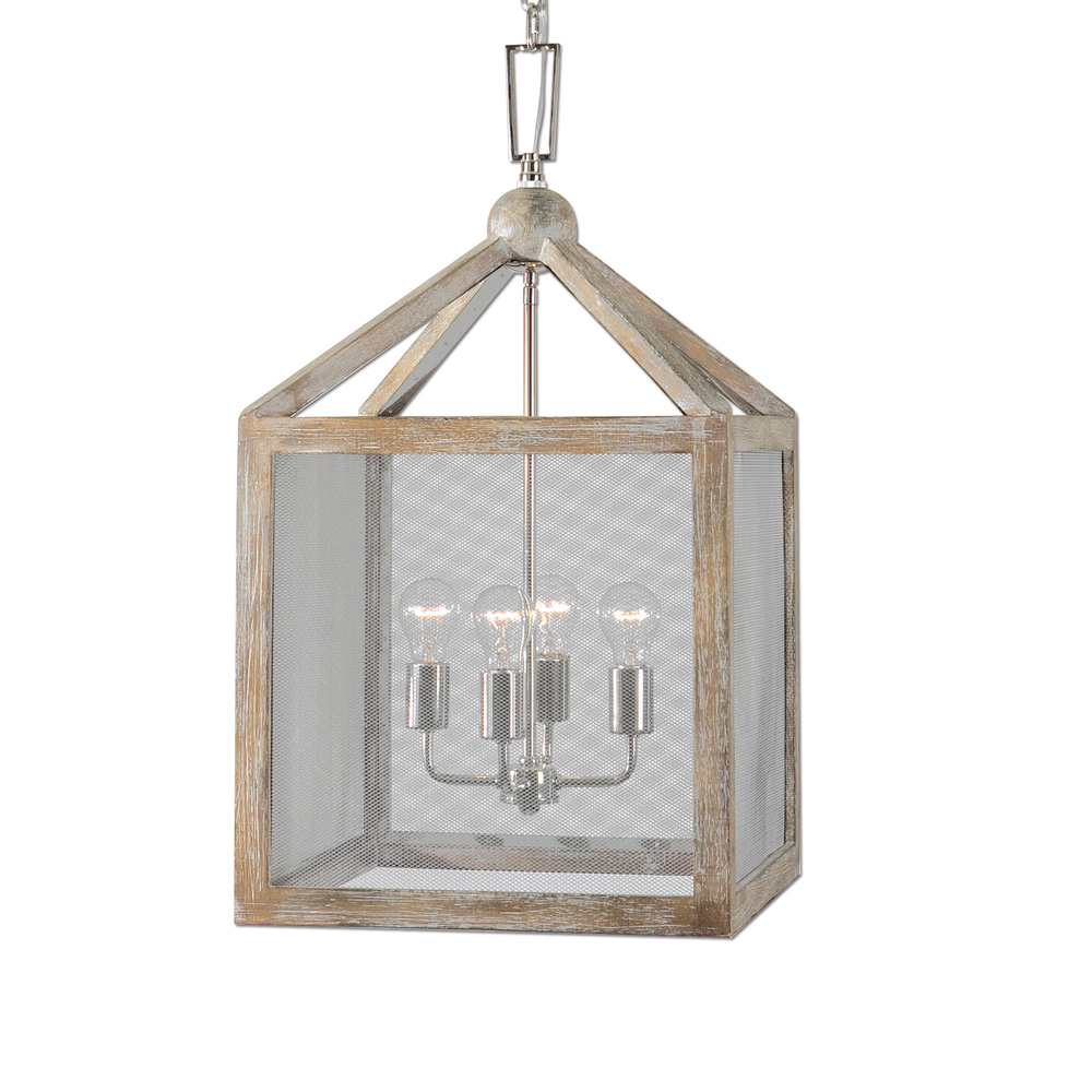 Uttermost Nashua 4 Light Wooden Lantern Pendant