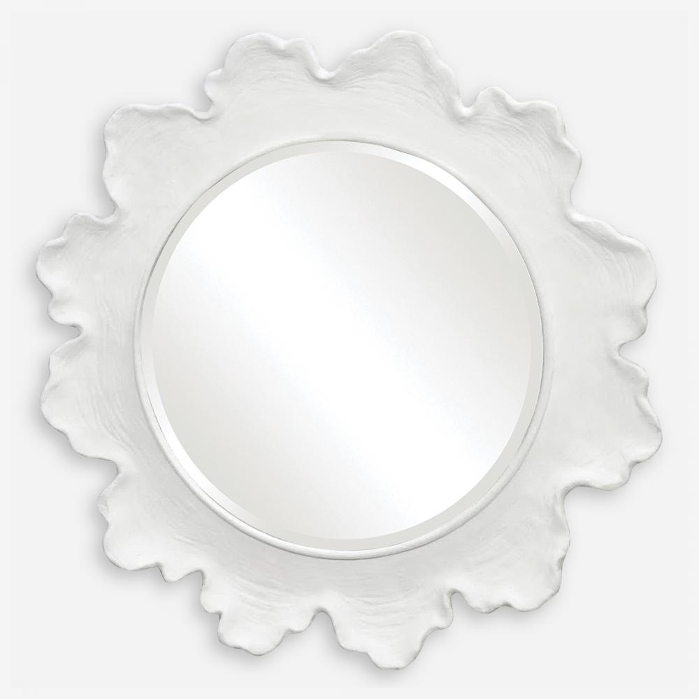 Sea Coral White Round Mirror