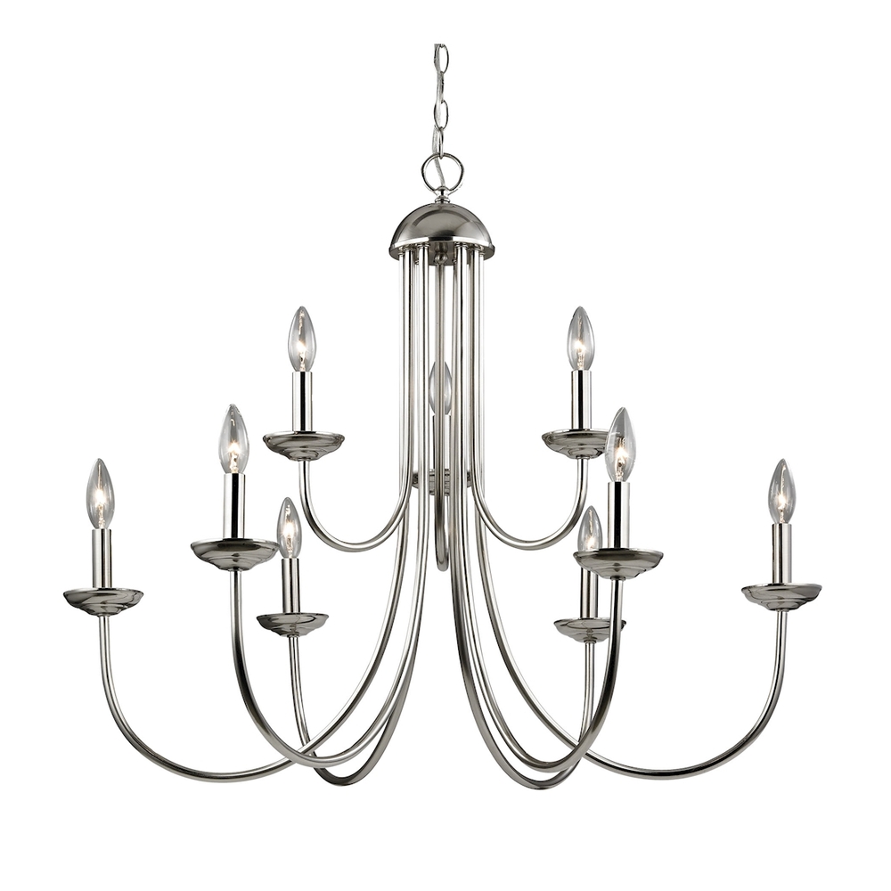 Thomas - Williamsport 34&#39;&#39; Wide 9-Light Chandelier - Brushed Nickel