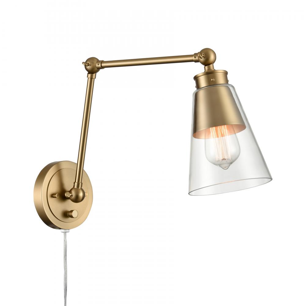 Albany 16&#39;&#39; High 1-Light Hinged Swingarm Sconce - Brushed Gold