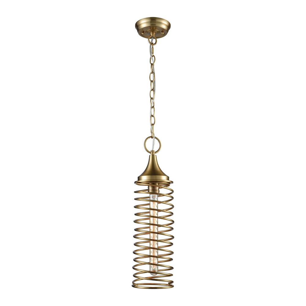 Spring 1 Light Pendant in Satin Brass