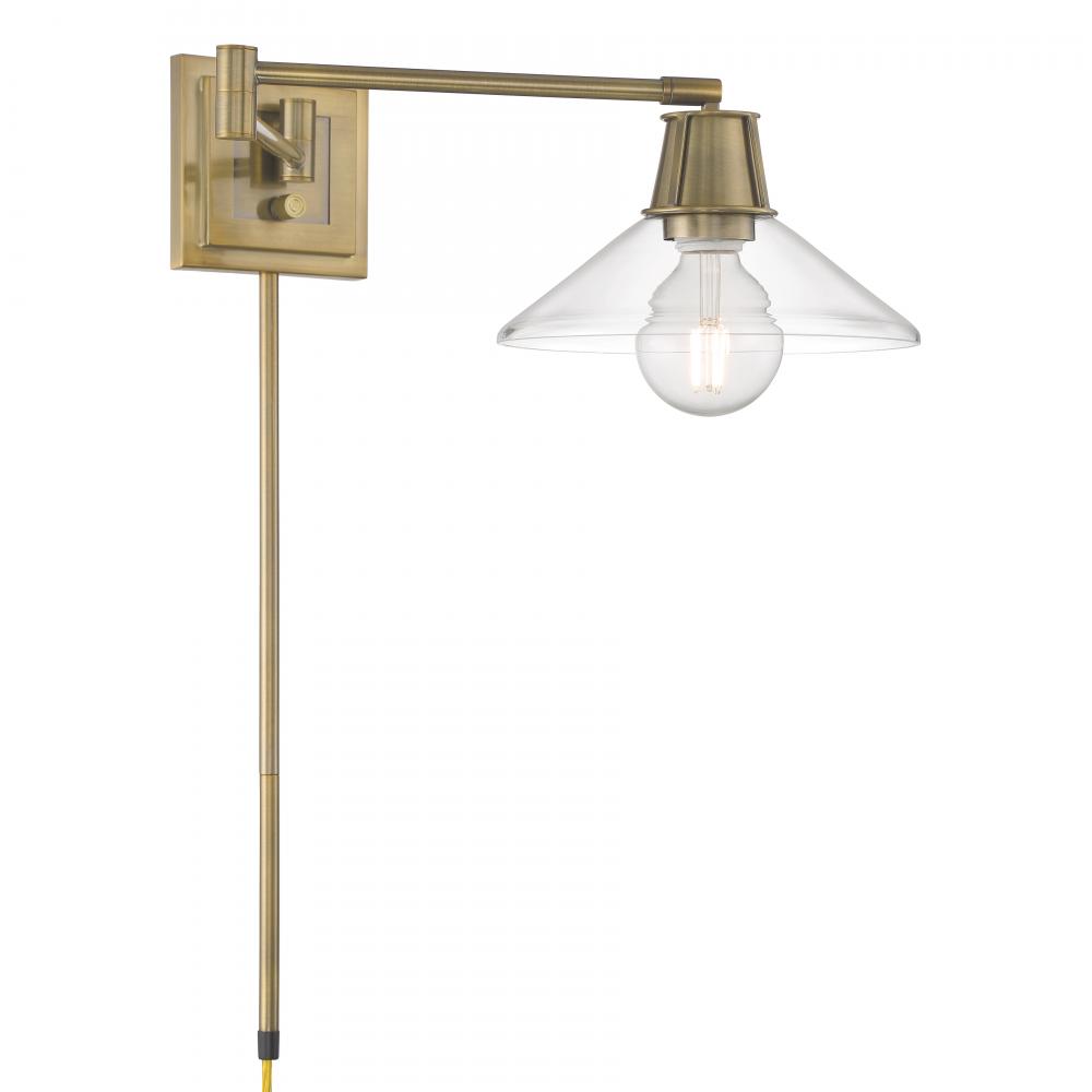 Dillon 6.75&#39;&#39; High 1-Light Swingarm Sconce - Antique Brass