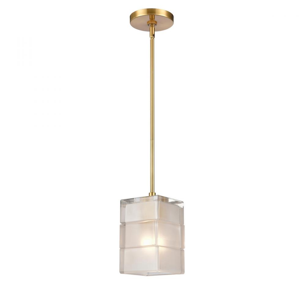 Ice Blocks 6&#39;&#39; Wide 1-Light Mini Pendant - Satin Brass