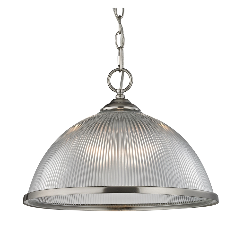 Thomas - Liberty Park 1-Light Pendant in Brushed Nickel with Prismatic Clear Glass