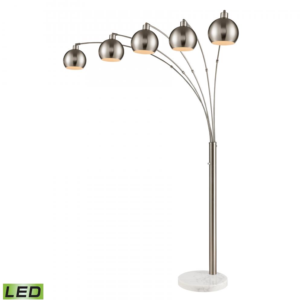 Peterborough 85.5&#39;&#39; High 5-Light Floor Lamp - Polished Nickel - Includes LED Bulbs