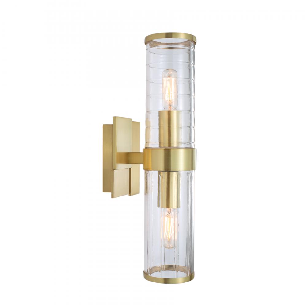 Stripe 15.25&#39;&#39; High 2-Light Sconce - Satin Brass