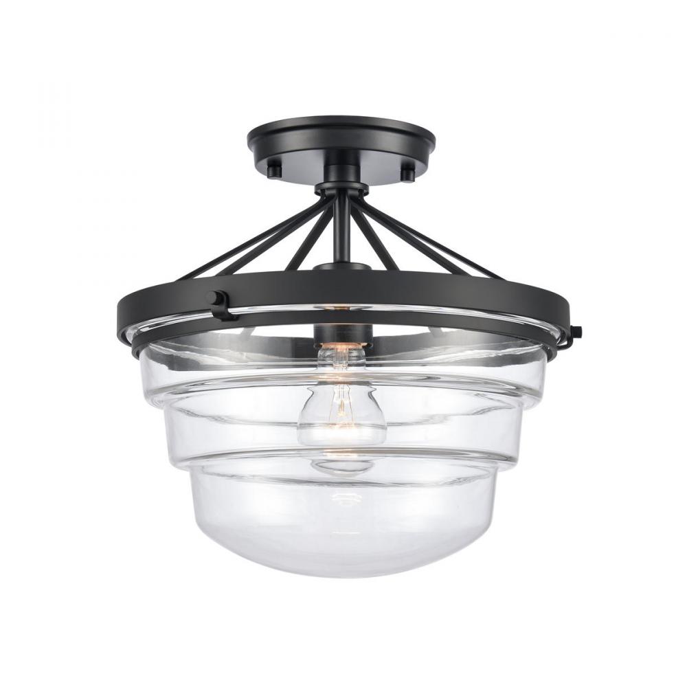 Boyer 12&#39;&#39; Wide 1-Light Semi Flush Mount - Matte Black