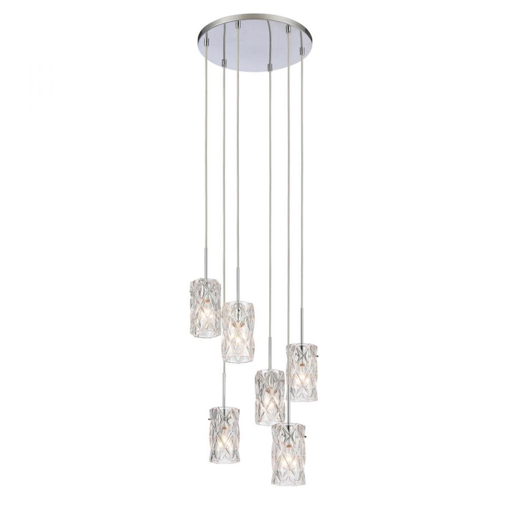 Forma de Crystal 17.5&#39;&#39; Wide 6-Light Pendant - Polished Chrome