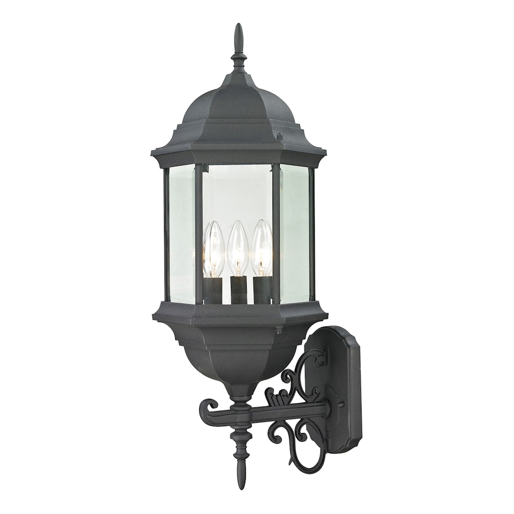 Thomas - Spring Lake 25&#39;&#39; High 3-Light Outdoor Sconce - Matte Textured Black