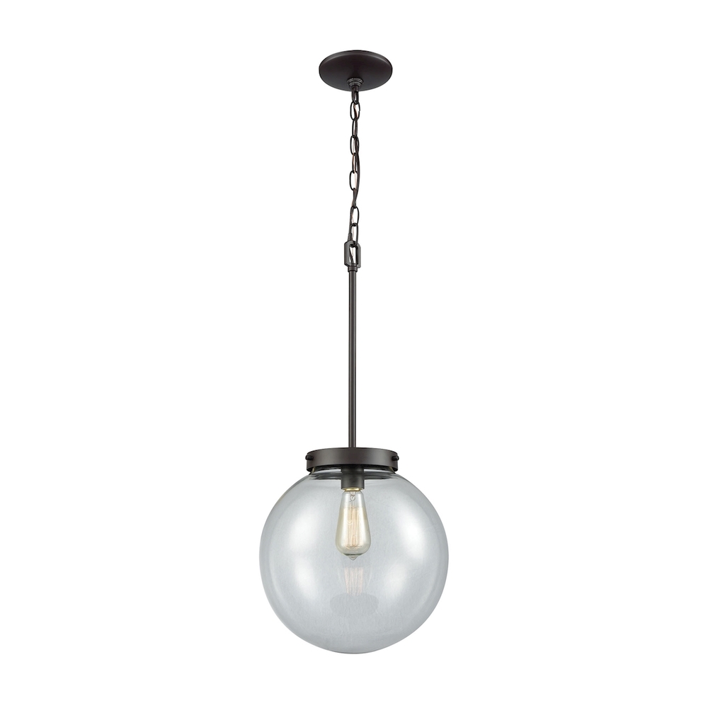 Thomas - Beckett 12&#39;&#39; Wide 1-Light Mini Pendant - Oil Rubbed Bronze with Clear Glass