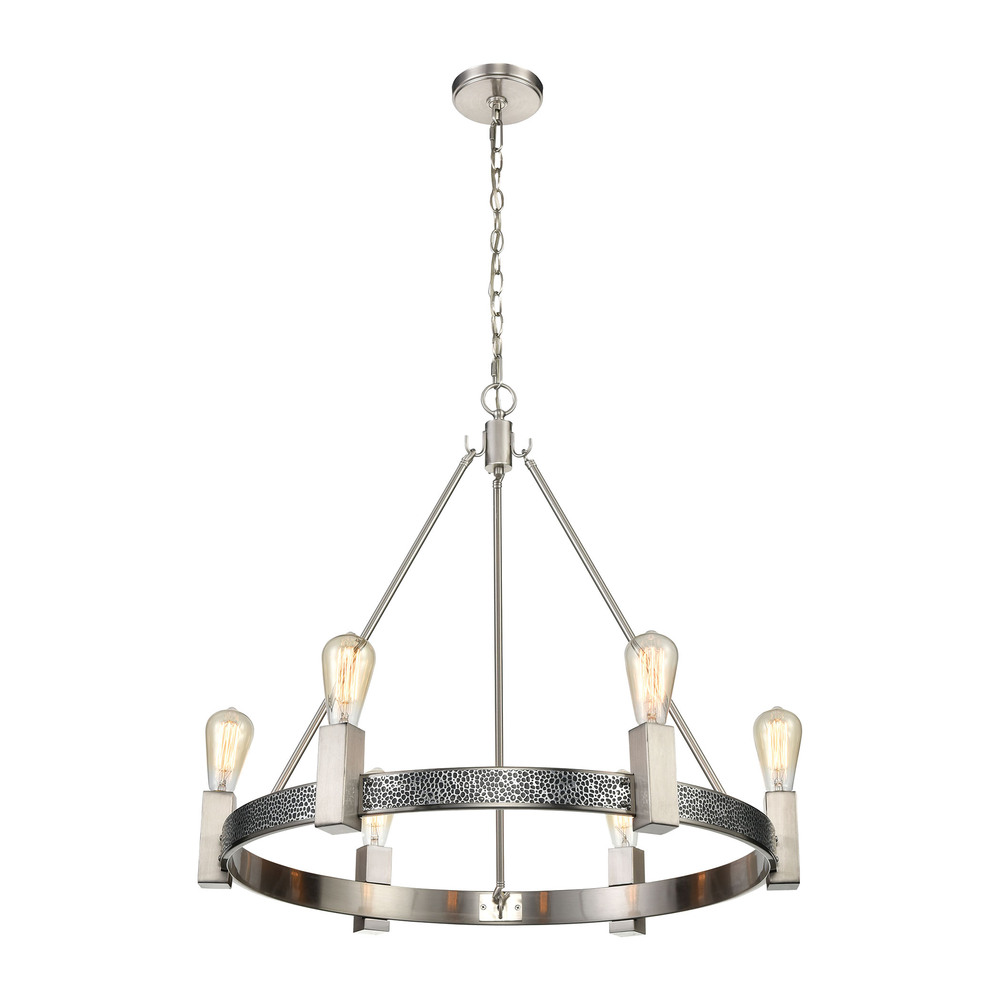 Impression 6-Light Chandelier in Silver and Satin Nickel