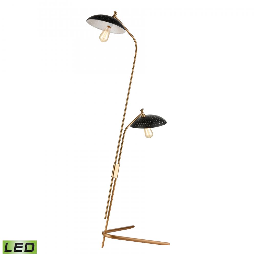 Scarab 66&#39;&#39; High 2-Light Floor Lamp - Satin Brass - Includes LED Bulbs
