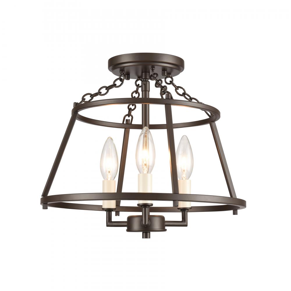 Joanie 13&#39;&#39; Wide 3-Light Semi Flush Mount - Old Bronze