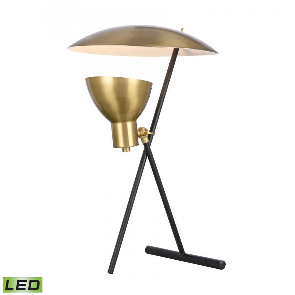 Wyman Square 19&#39;&#39; High 1-Light Desk Lamp - Satin Gold - Includes LED Bulb