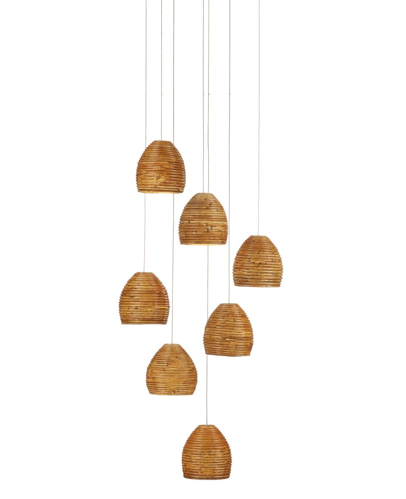 Beehive 7-Light Round Multi-Drop Pendant