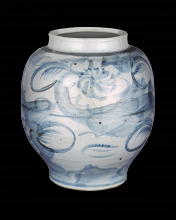 Currey 1200-0843 - Ming-Style Countryside Large Preserve Pot