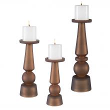 Uttermost 18045 - Uttermost Cassiopeia Butter Rum Glass Candleholders, S/3